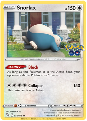 Snorlax Pokemon GO Card Singles 054/078