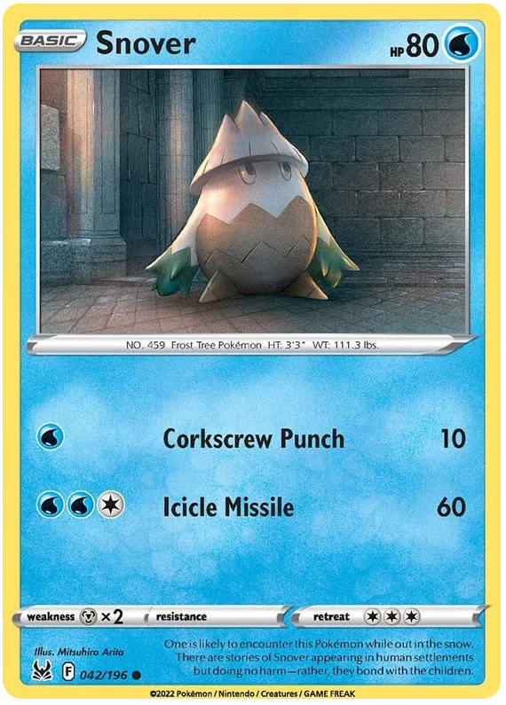 Snover Lost Origin Pokemon Single Card 042/196