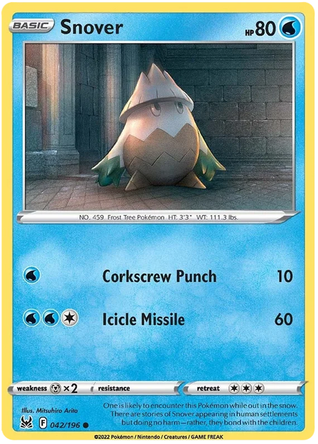 Snover Lost Origin Pokemon Single Card 042/196