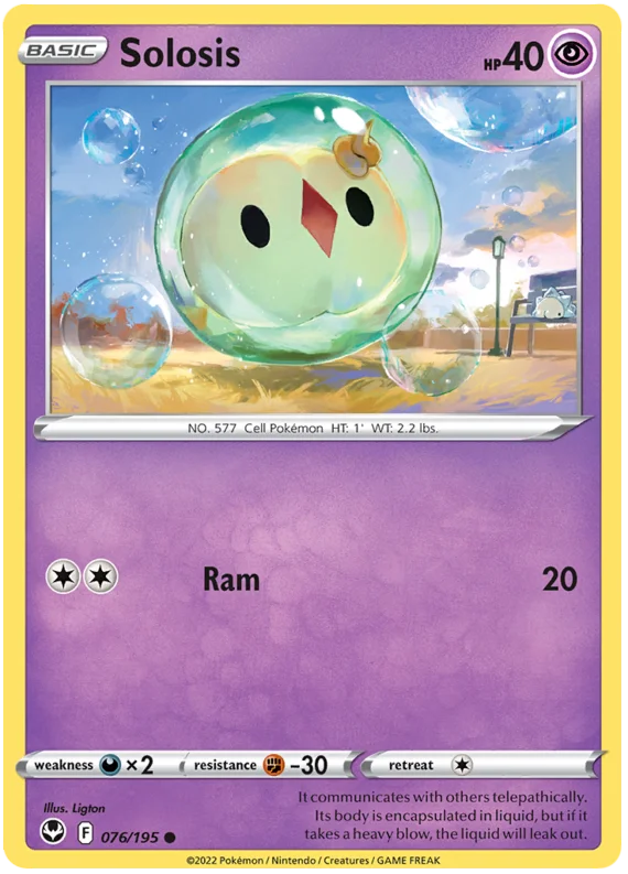 Solosis Silver Tempest Pokemon Single 076/195