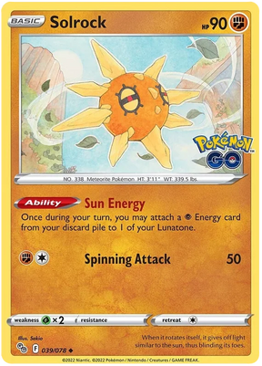 Solrock Pokemon GO Card Singles 039/078