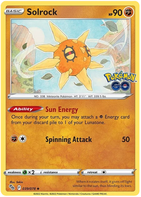 Solrock Pokemon GO Card Singles 039/078
