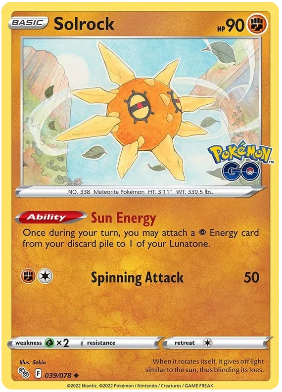 Solrock Pokemon GO Card Singles 039/078