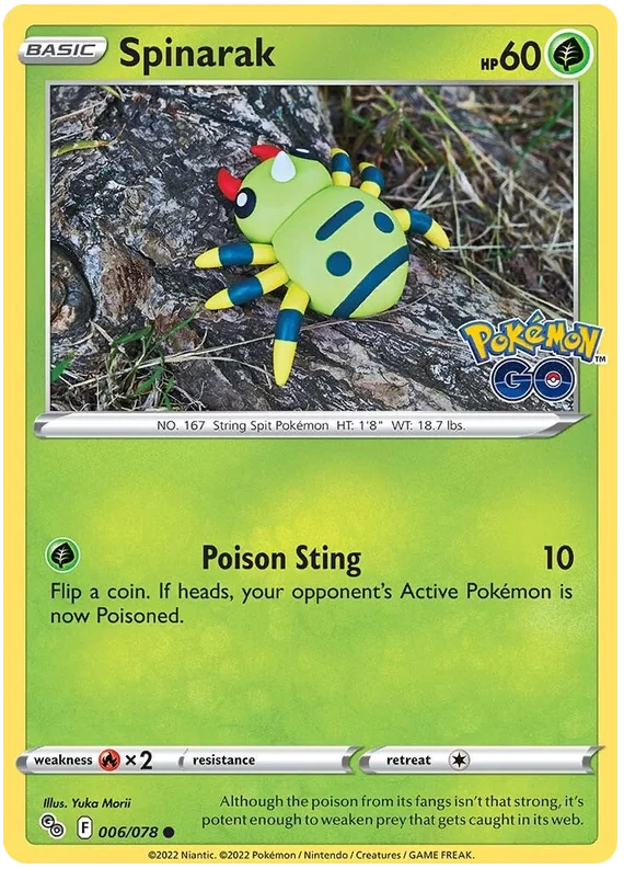 Spinarak Pokemon GO Card Singles 006/078