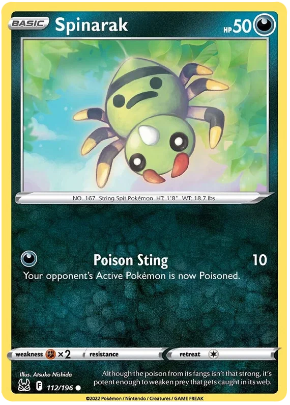 Spinarak Lost Origin Pokemon Single Card 112/196
