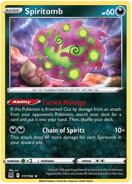 Spiritomb Lost Origin Pokemon Single Card 117/196