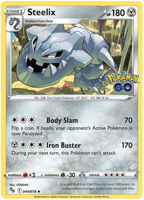 Steelix Pokemon GO Card Singles 044/078