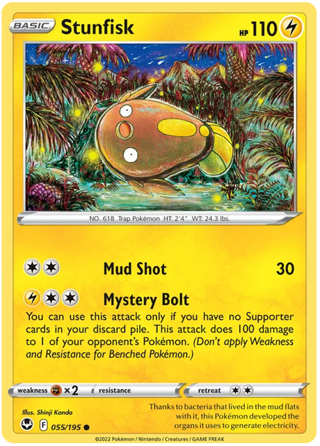 Stunfisk Silver Tempest Pokemon Single 055/195