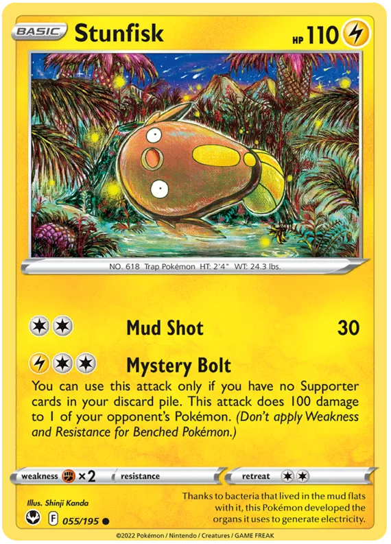 Stunfisk Silver Tempest Pokemon Single 055/195