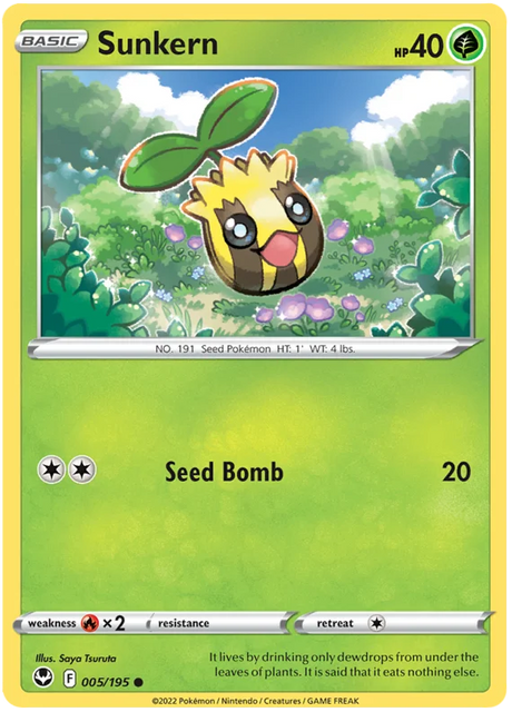 Sunkern Silver Tempest Pokemon Single 005/195