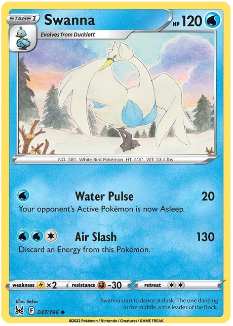 Swanna Lost Origin Pokemon Single Card 047/196