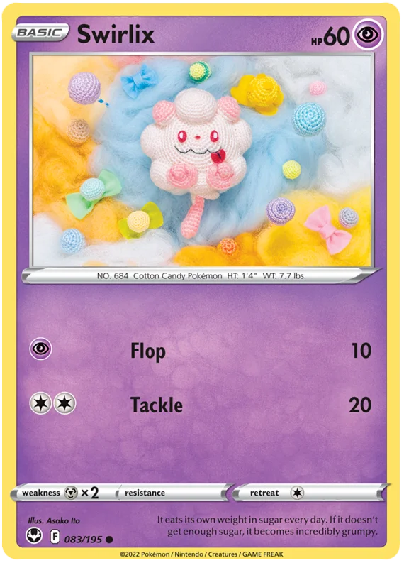 Swirlix Silver Tempest Pokemon Single 083/195
