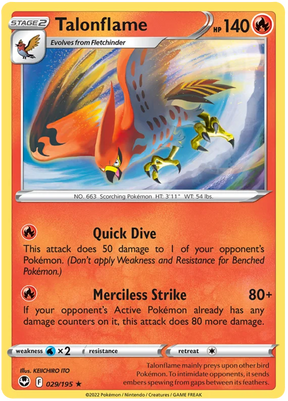 Talonflame Silver Tempest Pokemon Single 029/195