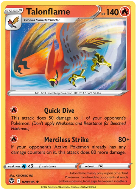 Talonflame Silver Tempest Pokemon Single 029/195