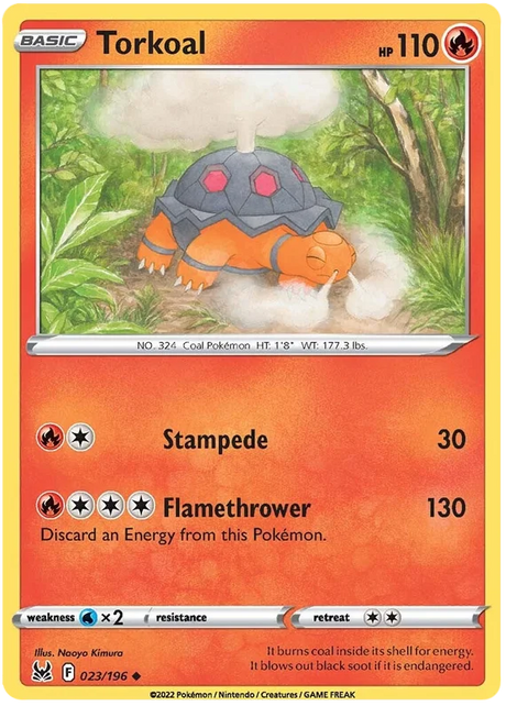 Torkoal Lost Origin Pokemon Single Card 023/196
