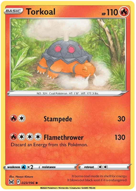 Torkoal Lost Origin Pokemon Single Card 023/196