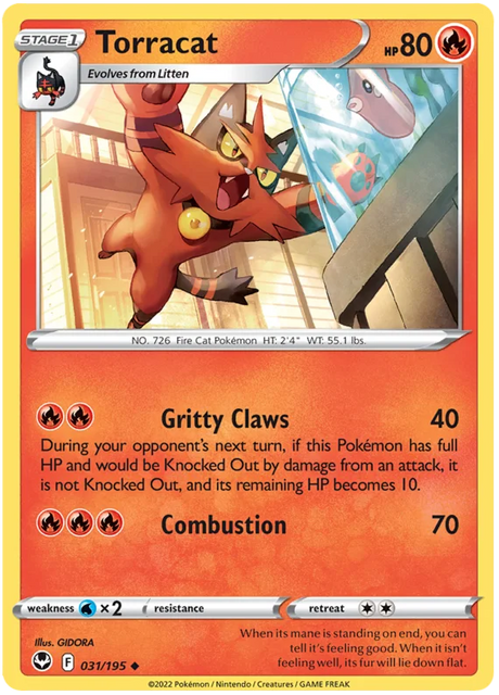 Torracat Silver Tempest Pokemon Single 031/195