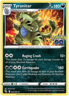 Tyranitar Pokemon GO Card Singles 043/078