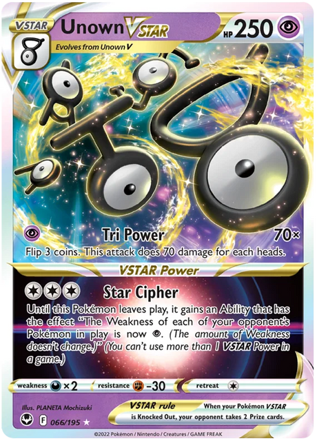 Unown VSTAR Silver Tempest Pokemon Single 066/195