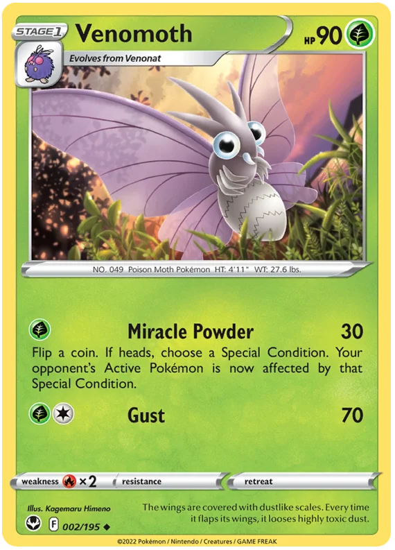 Venomoth Silver Tempest Pokemon Single 002/195
