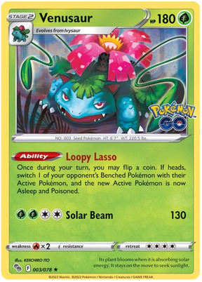 Venusaur Pokemon GO Card Singles 003/078