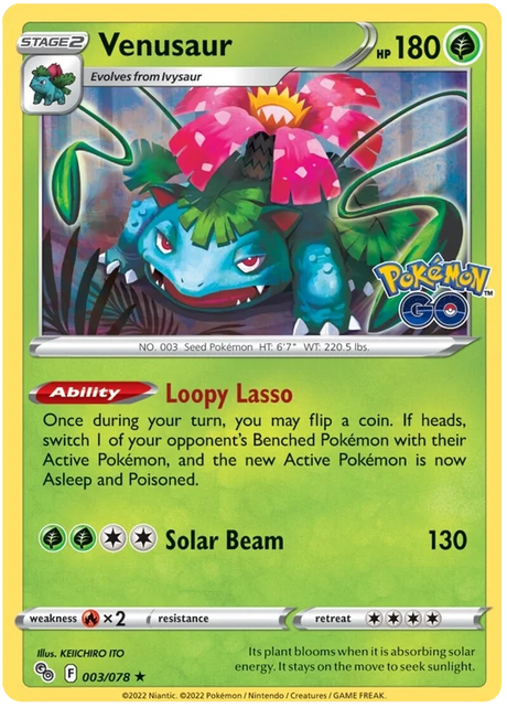 Venusaur Pokemon GO Card Singles 003/078