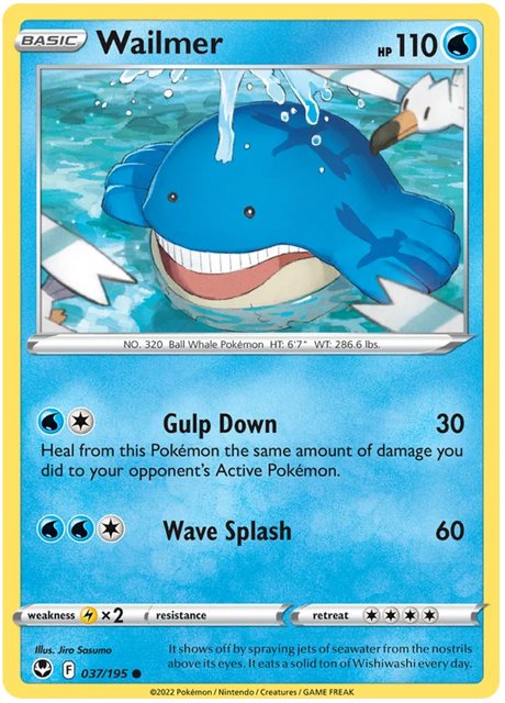 Wailmer Silver Tempest Pokemon Single 037/195