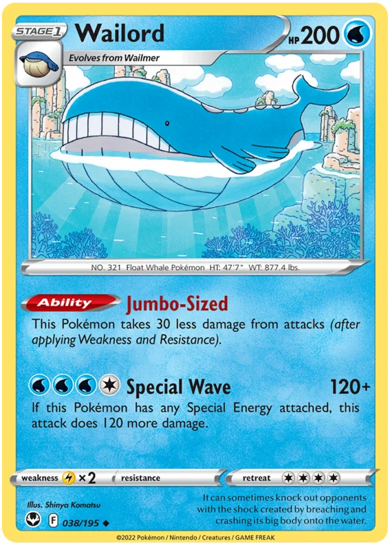 Wailord Silver Tempest Pokemon Single 038/195