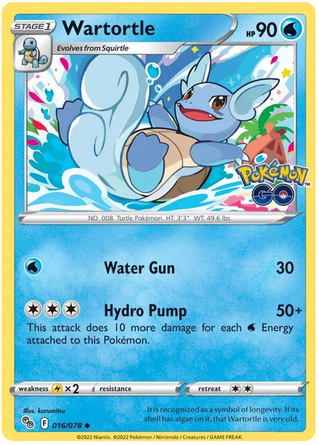 Wartortle Pokemon GO Card Singles 016/078