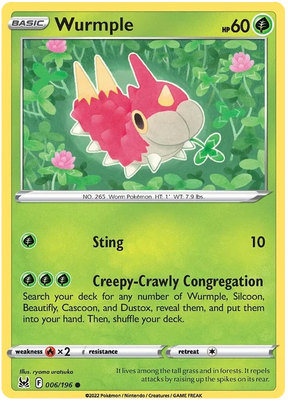 Wurmple Lost Origin Pokemon Single Card 006/196