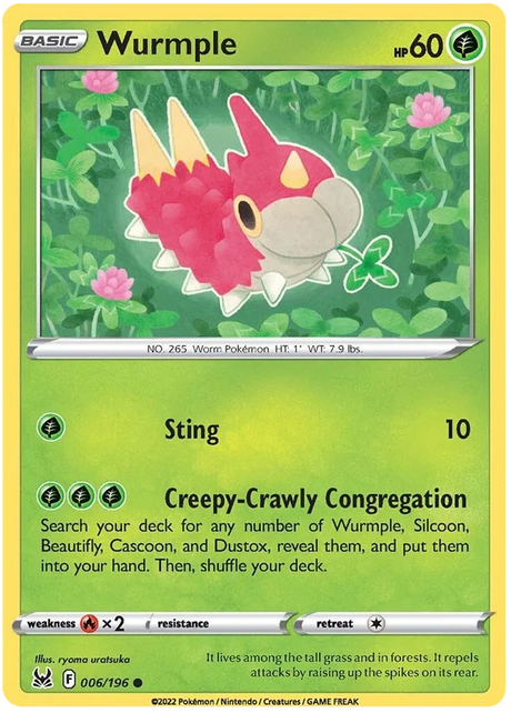 Wurmple Lost Origin Pokemon Single Card 006/196