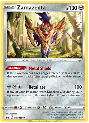 Zamazenta Crown Zenith Pokemon Card Single
