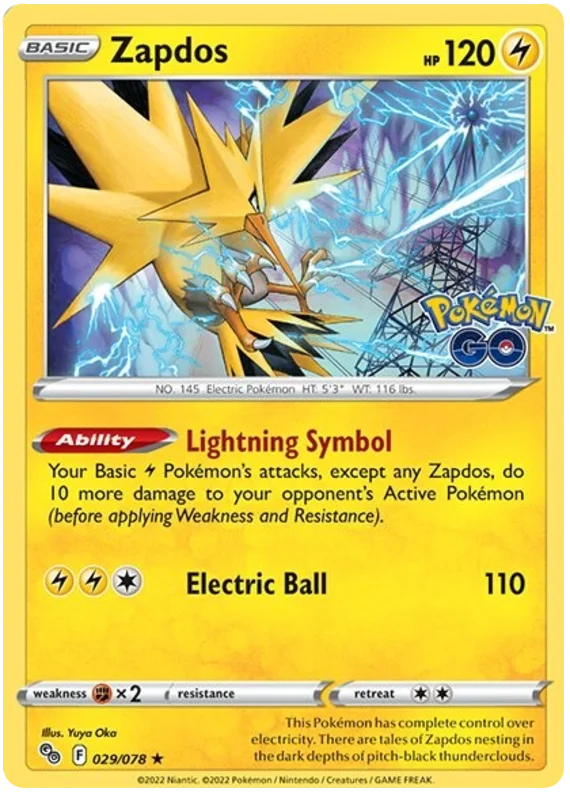 Zapdos Pokemon GO Card Singles 029/078