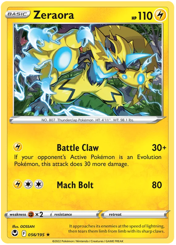 Zeraora Silver Tempest Pokemon Single 056/195
