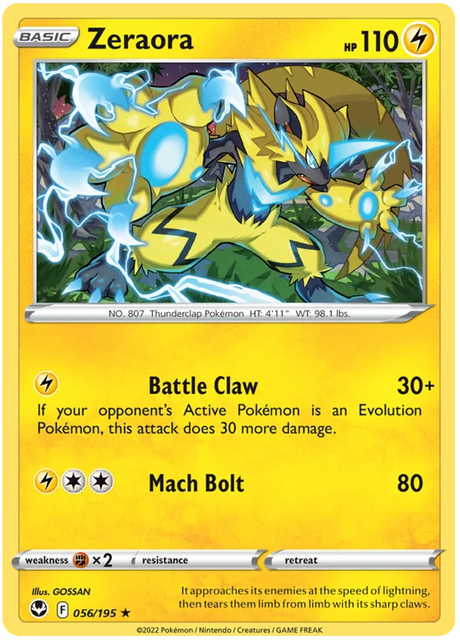 Zeraora Silver Tempest Pokemon Single 056/195